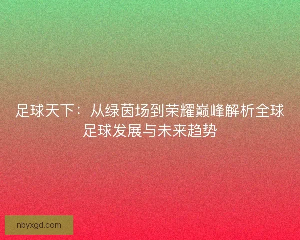 足球天下：从绿茵场到荣耀巅峰解析全球足球发展与未来趋势