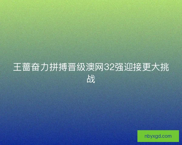 王蔷奋力拼搏晋级澳网32强迎接更大挑战