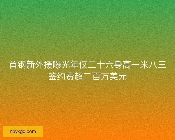 首钢新外援曝光年仅二十六身高一米八三签约费超二百万美元 首钢新外援曝光年仅二十六身高一米八三签约费超二百万美元